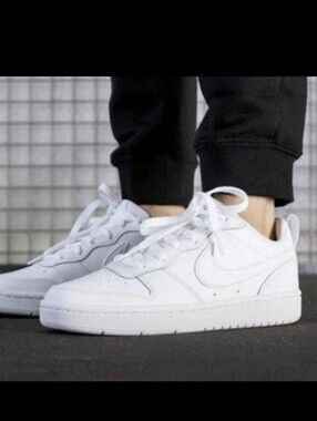 Nike Court Borough Low 2 (GS) Triple White - Size 7Y / Women’s 8.5 - NIB